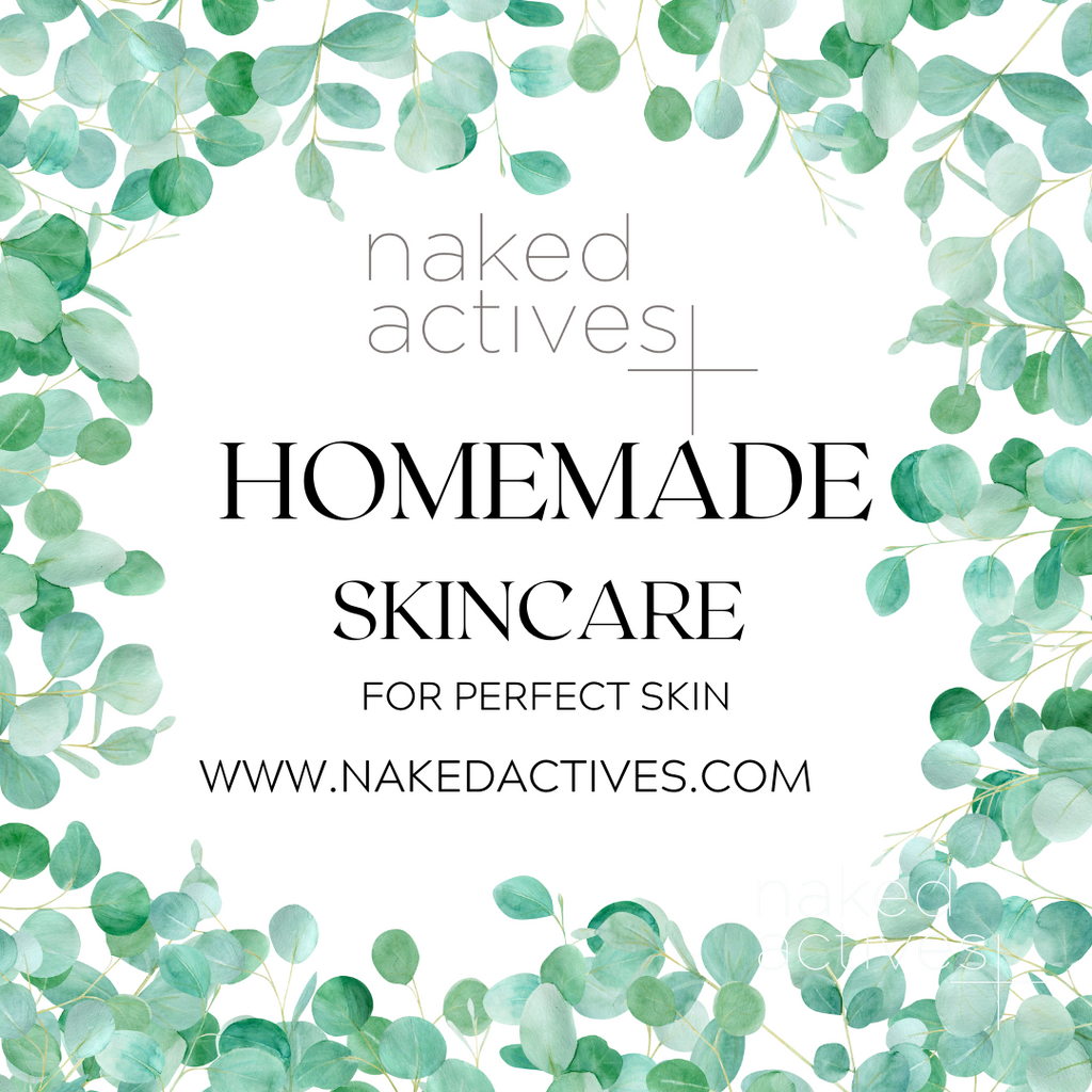 Homemade skincare with active ingredients such as Vitamin C Vitamin b3, Hyaluronic acid squalane oil